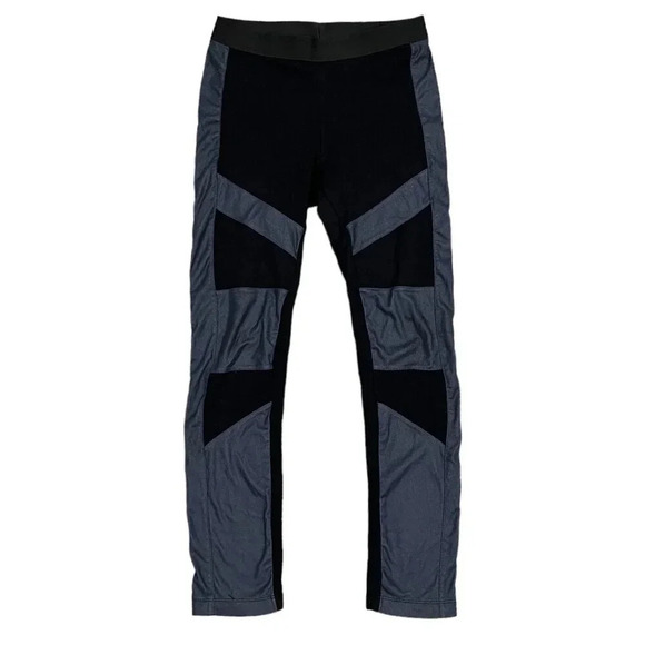 BCBGMaxAzria Black Gray Faux Leather Panel Moto Stretch Leggings S - Picture 1 of 3